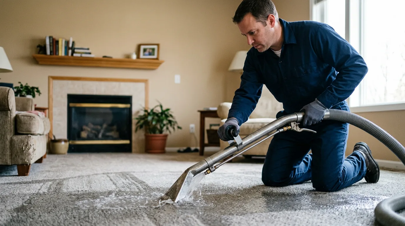 Water damage restoration technician working near Newark, NJ